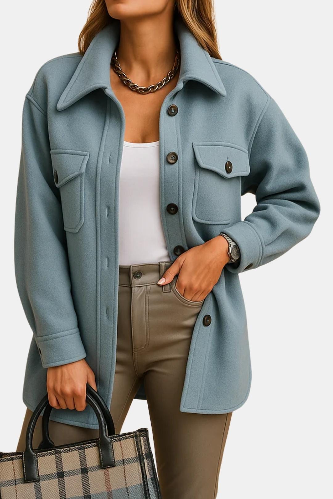 Wind- & Waterproof Jacket with Collar & Buttons for Women