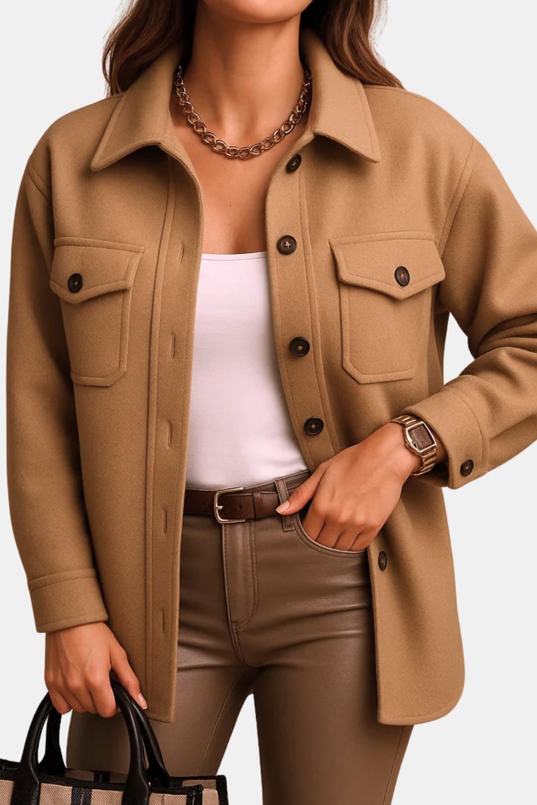 Wind- & Waterproof Jacket with Collar & Buttons for Women