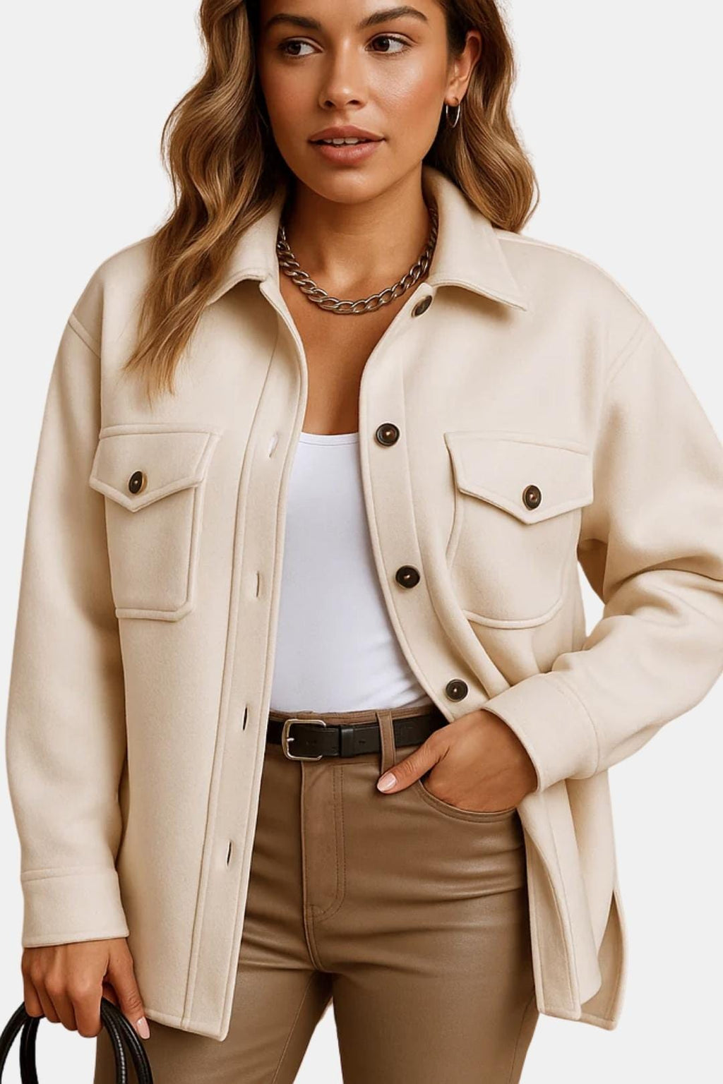 Wind- & Waterproof Jacket with Collar & Buttons for Women