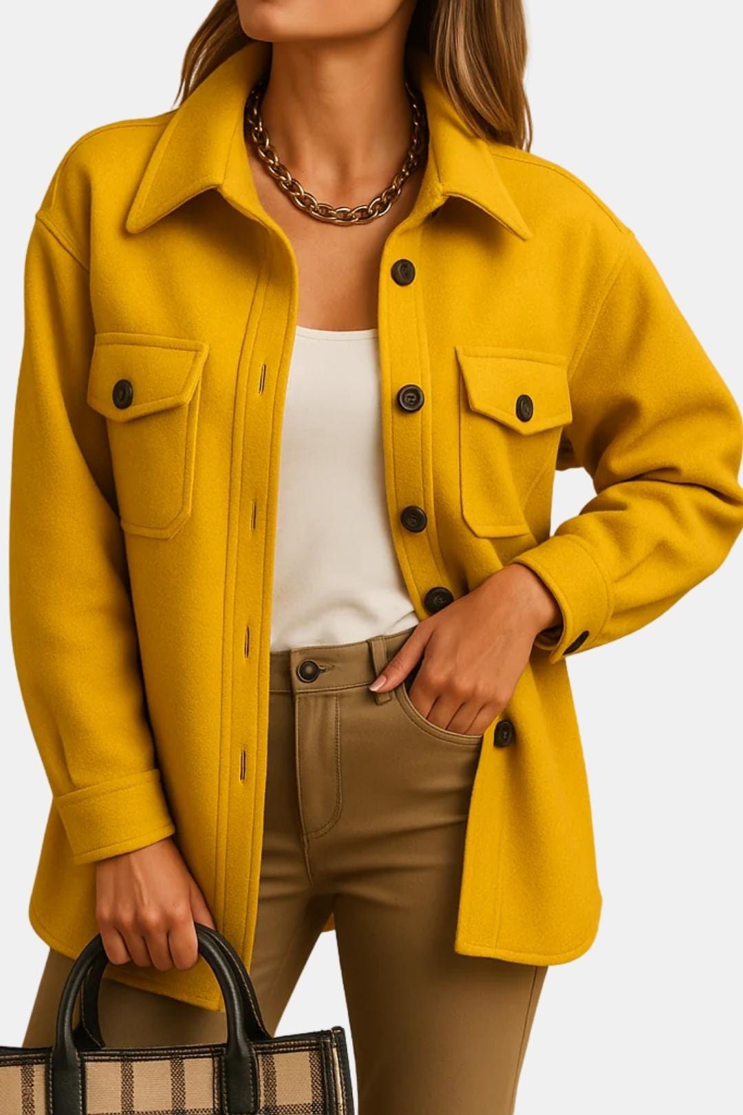 Wind- & Waterproof Jacket with Collar & Buttons for Women