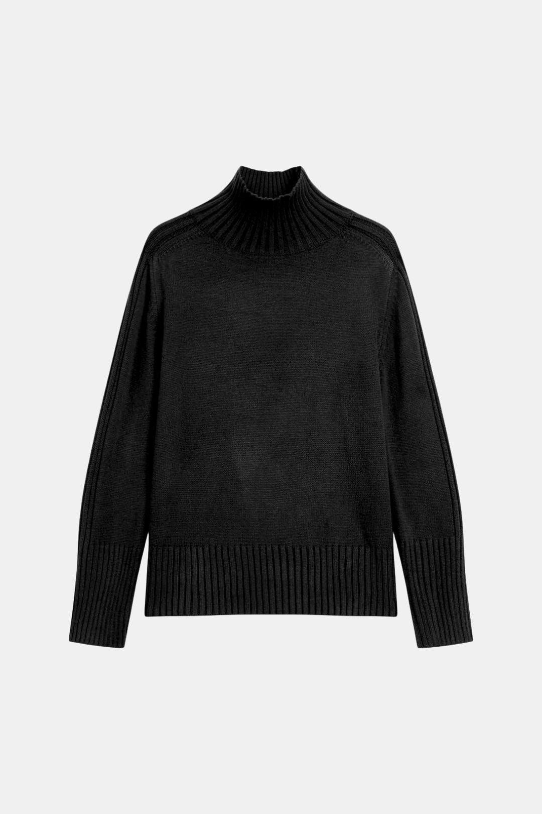 High Neck Solid Knit Sweater for Women