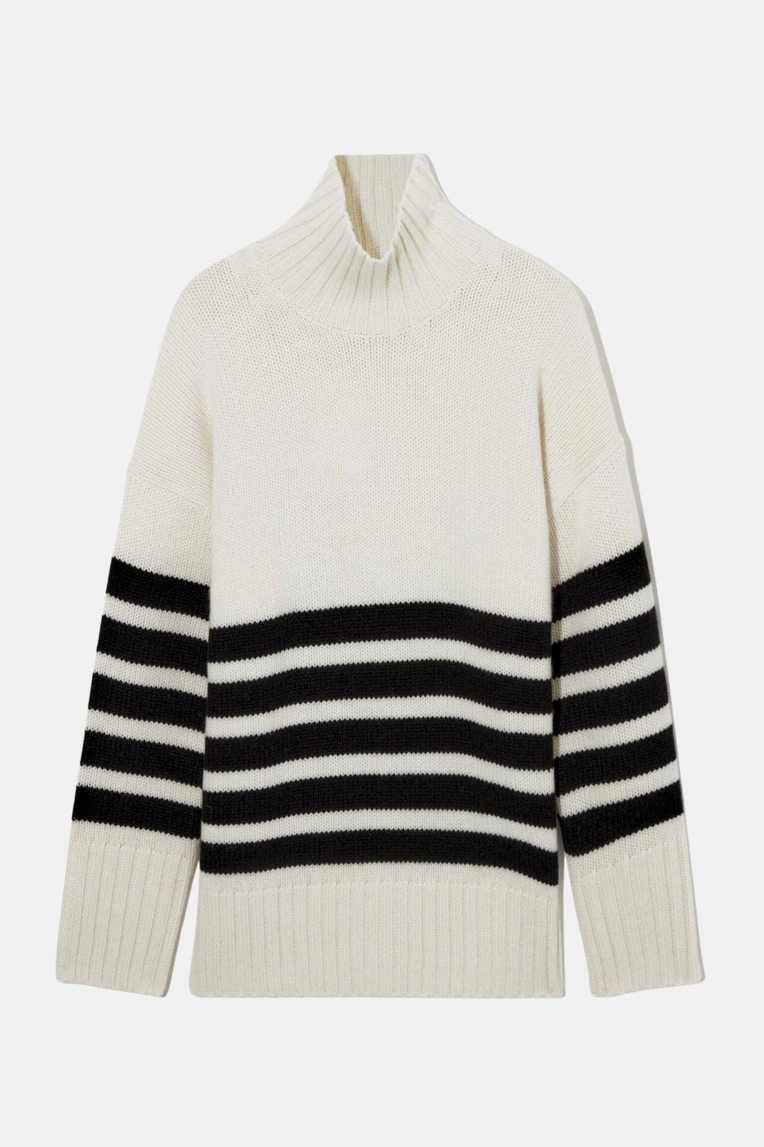 Black & White Stripe Knit Sweater for Women