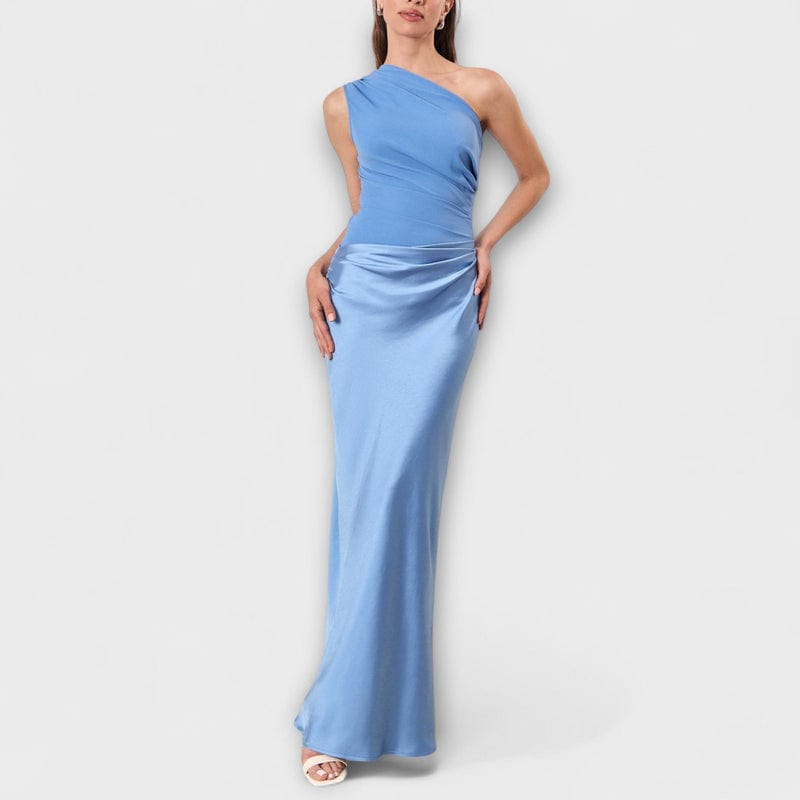 One-Shoulder Pleated Maxi Dress for Women