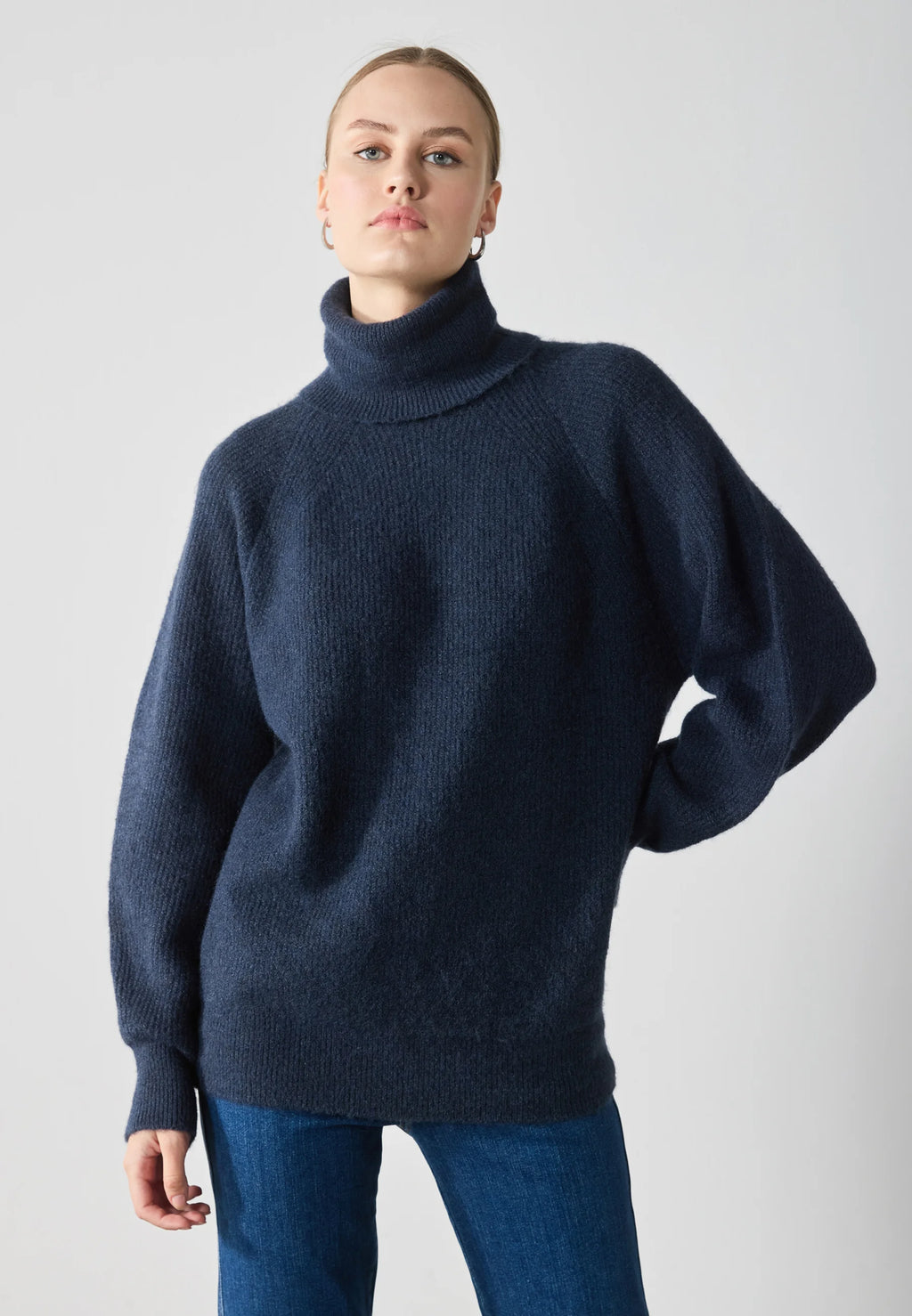 High Neck Solid Knit Sweater