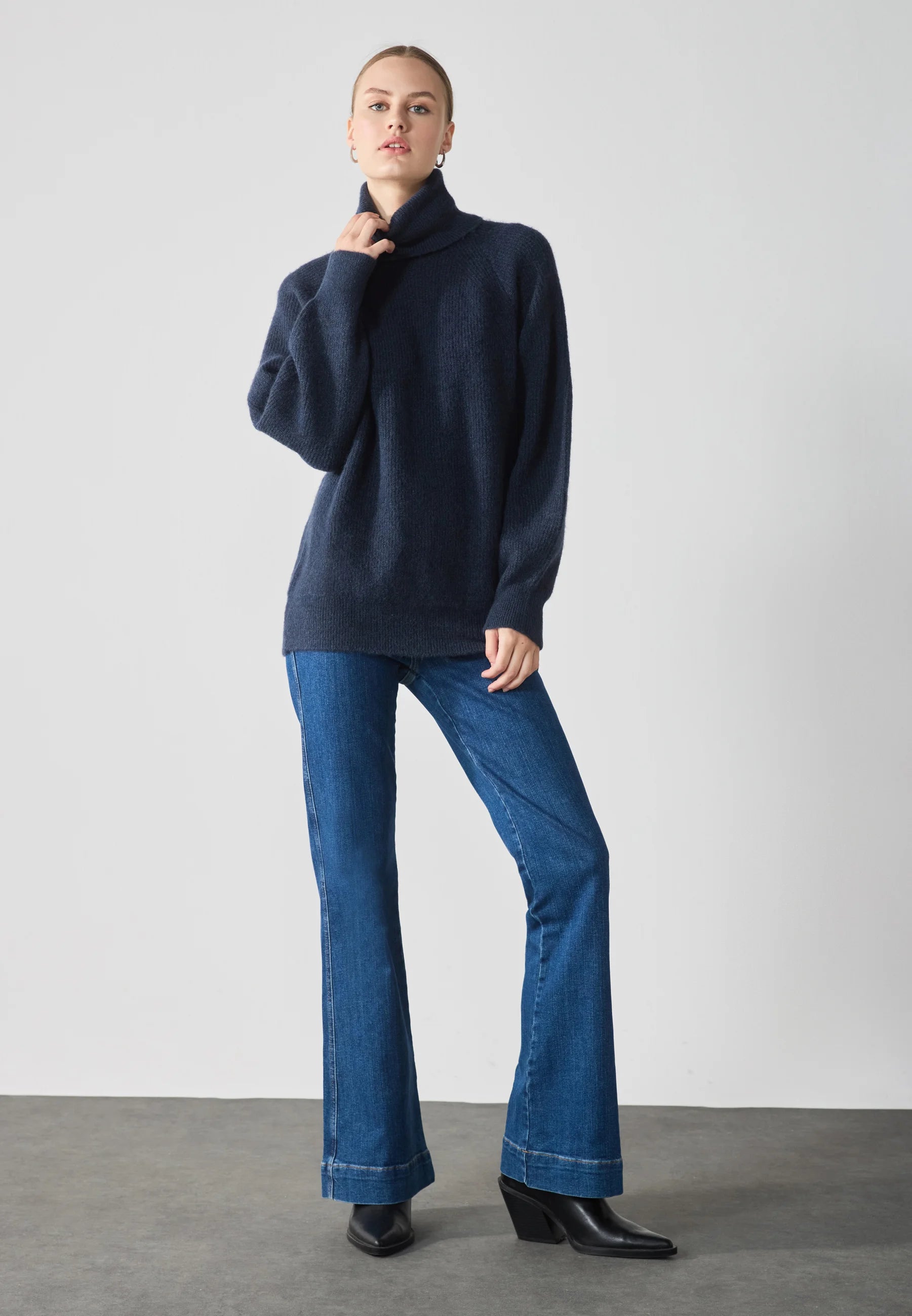 High Neck Solid Knit Sweater