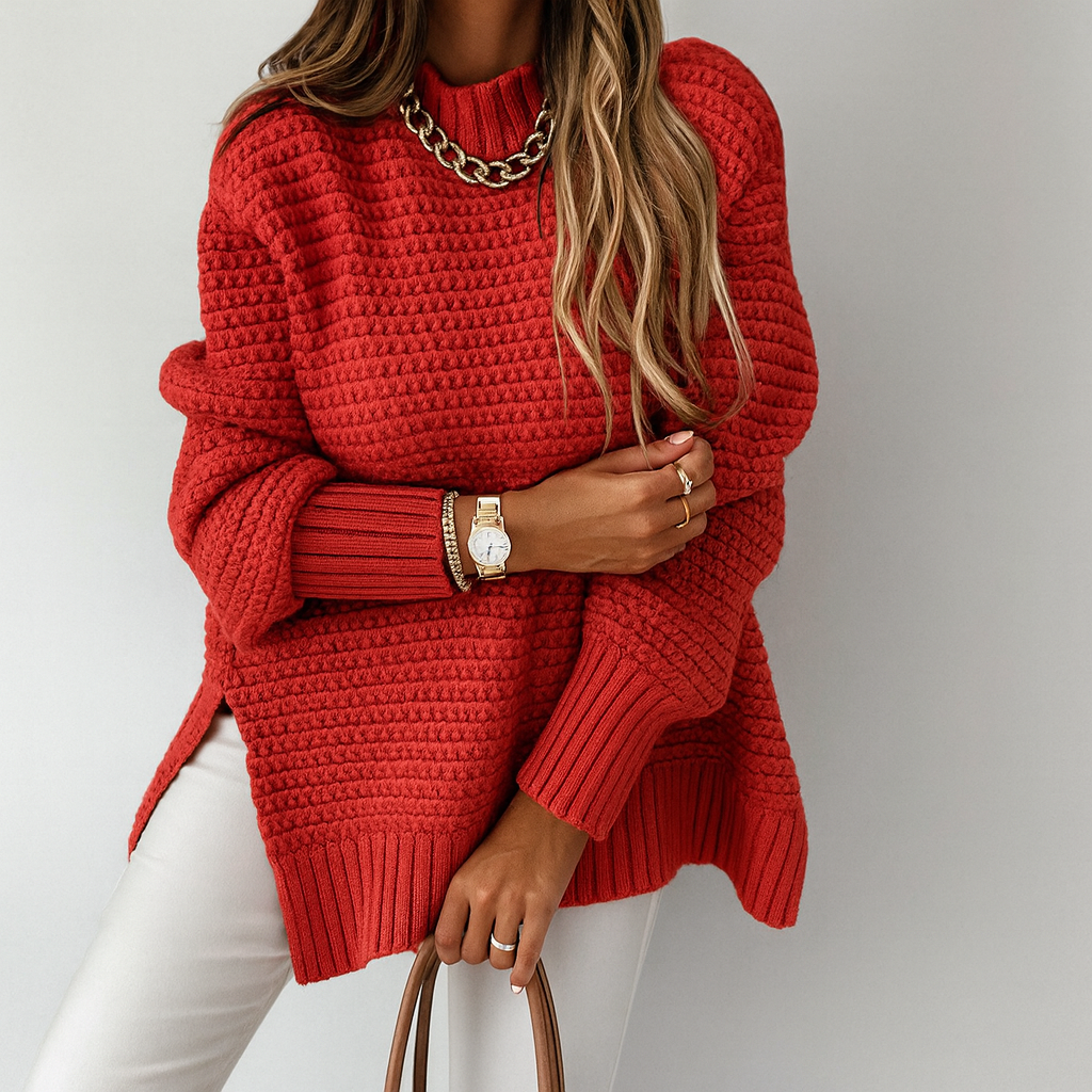 Chunky High-Neck Knit Sweater for Women