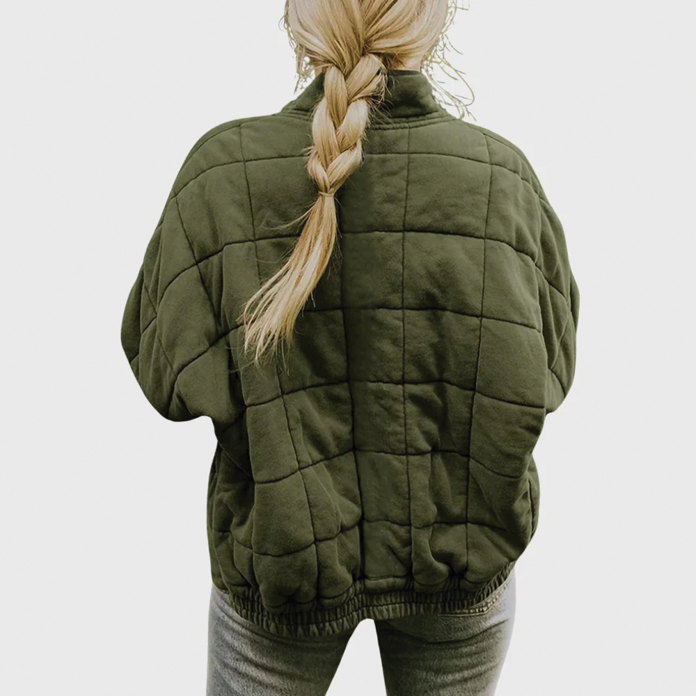 Quilted Zip Jacket with High Collar for Women
